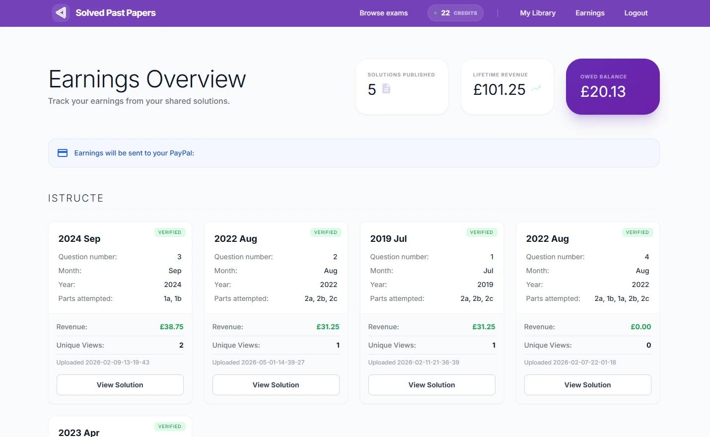 Contributor Earnings Dashboard
